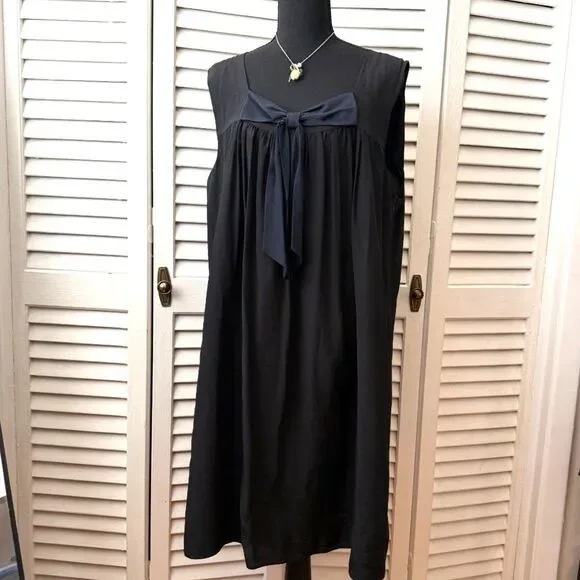 Black 100% Silk Whimsigoth Coquette Babydoll Slip Dress with Bow Size XL - Picture 2 of 6